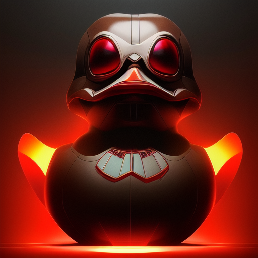 duck #8 | Photo of a blend of alien, rubber ducky and duckling as king with red reflections in eyes, cyberpunk cyborg, sci - fi, intricate abstract upper body intricate artwork, by tooth wu, wlop, beeple