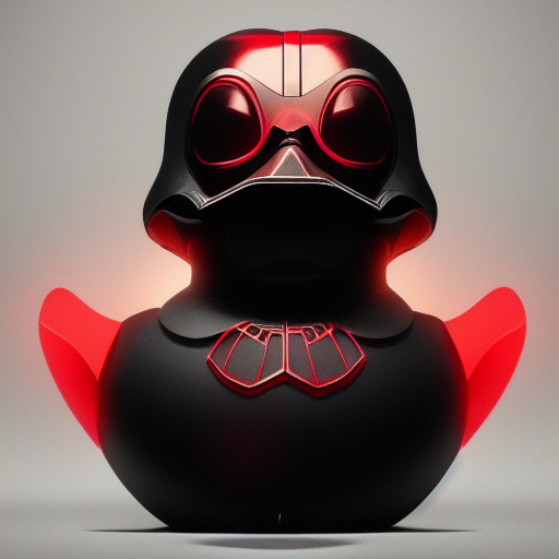 duck #78 | Photo of a blend of darth vader, droid, rubber ducky and duckling as king with red reflections in eyes, cyberpunk cyborg, sci - fi, intricate abstract upper body intricate artwork, by tooth wu, wlop