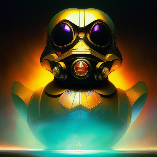 duck #235 | Photo of a blend of droid and rubber ducky, cosmic energy, colorful, painting burst, dramatic lighting, tone mapped, intricate, elegant, highly detailed, digital painting, artstation, concept art