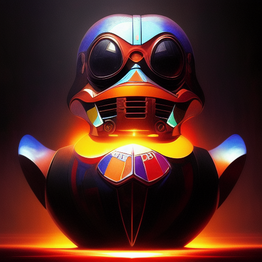 duck #260 | Photo of a blend of droid and rubber ducky, cosmic energy, colorful, painting burst, dramatic lighting, tone mapped, intricate, elegant, highly detailed, digital painting, artstation, concept art