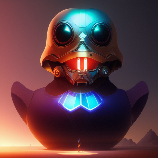 duck #212 | Photo of a blend of droid and rubber ducky, cosmic energy, colorful, painting burst, dramatic lighting, tone mapped, intricate, elegant, highly detailed, digital painting, artstation, concept art