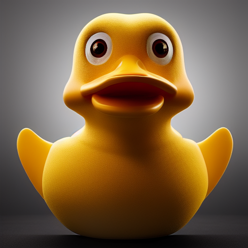 duck #433 | A crazy blend of duck and rubber duckie, large eyes, menacing, professional majestic oil painting, 3d render, cgi