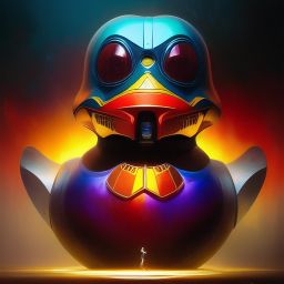 duck #256 | Photo of a blend of droid and rubber ducky, cosmic energy, colorful, painting burst, dramatic lighting, tone mapped, intricate, elegant, highly detailed, digital painting, artstation, concept art