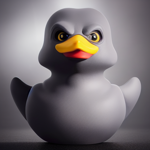 duck #401 | A menacing blend of ninja and rubber duck, large eyes, menacing look, professional majestic oil painting, 3d render, cgi