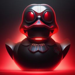 duck #113 | Photo of a blend of droid, rubber ducky and duckling as king with red reflections in eyes, cyberpunk cyborg, sci - fi, intricate abstract upper body intricate artwork, by tooth wu, wlop, beeple