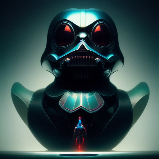 duck #96 | Photo of a blend of darth vader, rubber ducky and duckling as king with red reflections in eyes, professional majestic oil painting by Ed Blinkey,Atey Ghailan,Studio Ghibli,by Jeremy Mann