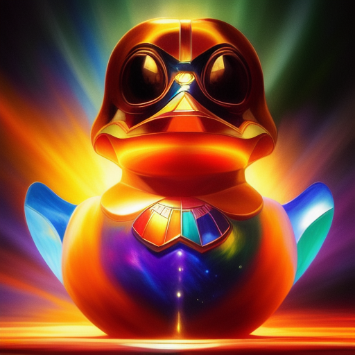 duck #228 | Photo of a blend of droid and rubber ducky, cosmic energy, colorful, painting burst, dramatic lighting, tone mapped, intricate, elegant, highly detailed, digital painting, artstation, concept art