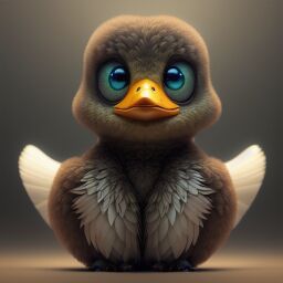 duck #669 | 3d fluffy a cute brown duck, strong colors, perfect beak, colorful, soft smooth lighting , 3d fluffy, closeup cute and adorable, cute big circular reflective eyes, long fuzzy fur, Pixar render