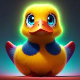 duck #693 | A cute multicolored blend of duck and duckling alien, strong colors, colorful, big eyes, tiny toy, animated movie character, soft smooth lighting, 3d fluffy, closeup cute and adorable