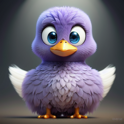 duck #705 | 3d fluffy a cute purple duck, strong colors, perfect beak, colorful, big eyes, tiny toy, animated movie character, soft smooth lighting , 3d fluffy, closeup cute and adorable