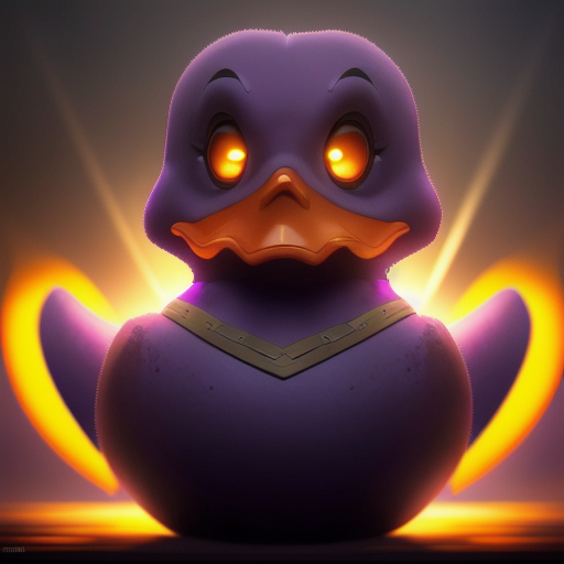 duck #763 | A mysterious sad purple blend of duck and zombie dressed like a samurai, fantasy movie setting, lotr, rough, Bastien Lecouffe Deharme, Makoto Shinkai