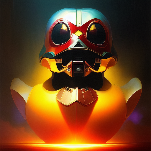 duck #283 | Photo of a blend of droid and rubber ducky, cosmic energy, colorful, painting burst, dramatic lighting, tone mapped, intricate, elegant, highly detailed, digital painting, artstation, concept art