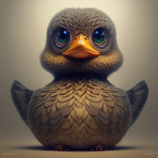 duck #682 | 3d fluffy a cute brown duck, strong colors, perfect beak, colorful, soft smooth lighting , 3d fluffy, closeup cute and adorable, cute big circular reflective eyes, long fuzzy fur, Pixar render