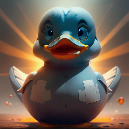 duck #824 | A open curious blue blend of duck and duckie dressed like a scientist, horror movie style, stone-like, Peter Mohrbacher, Tomer Hanuka, 3d fluffy, closeup cute and adorable