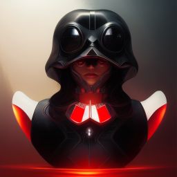 duck #110 | Photo of a blend of darth vader, droid, rubber ducky and duckling as king with red reflections in eyes, cyberpunk cyborg, sci - fi, intricate abstract upper body intricate artwork, by tooth wu, wlop