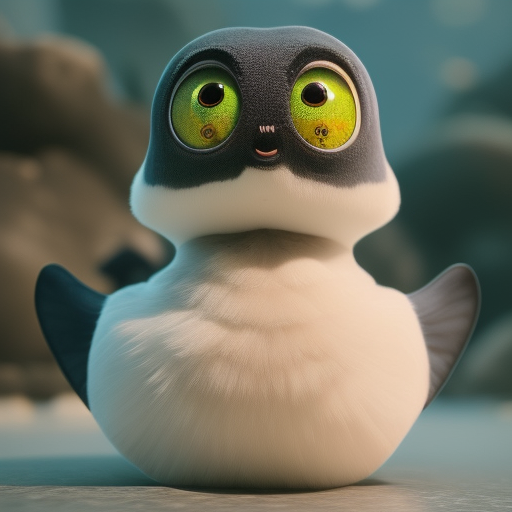 duck #559 | Fish, 3d fluffy, closeup cute and adorable, cute big circular reflective eyes, long fuzzy fur, Pixar render, unreal engine cinematic smooth, intricate detail, cinematic