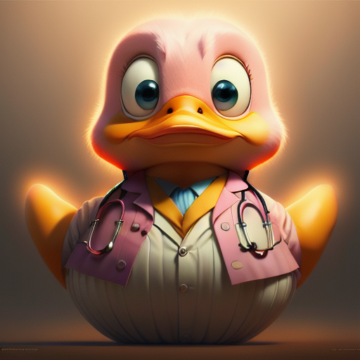 duck #973 | A goofy curious pink blend of duck and creature dressed like a doctor, sci-fi, science fiction, cyberpunk, rough, Juhani Jokinen, Katsuhiro Otomo, professional majestic oil painting by Ed Blinkey