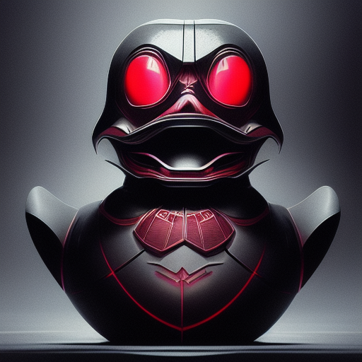 duck #24 | Photo of a blend of alien, rubber ducky and duckling as king with red reflections in eyes, cyberpunk cyborg, sci - fi, intricate abstract upper body intricate artwork, by tooth wu, wlop, beeple