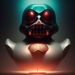 duck #93 | Photo of a blend of darth vader, rubber ducky and duckling as king with red reflections in eyes, professional majestic oil painting by Ed Blinkey,Atey Ghailan,Studio Ghibli,by Jeremy Mann