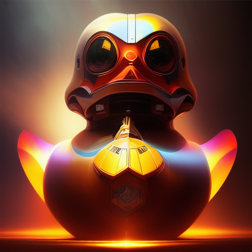 duck #240 | Photo of a blend of droid and rubber ducky, cosmic energy, colorful, painting burst, dramatic lighting, tone mapped, intricate, elegant, highly detailed, digital painting, artstation, concept art