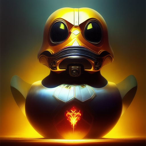 duck #253 | Photo of a blend of droid and rubber ducky, cosmic energy, colorful, painting burst, dramatic lighting, tone mapped, intricate, elegant, highly detailed, digital painting, artstation, concept art