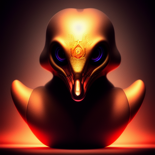 duck #473 | Blend of predator and duckling, toy, very cute, professional, majestic, 3d render, cgi, cosmic energy, colorful, painting burst, beautiful face, symmetrical face, dramatic lighting, tone mapped