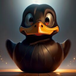 duck #814 | A goofy fearful black blend of duck and creature dressed like a maid, from an adventure movie, glossy, Michael Vincent Manalo, Tex Avery, 3d fluffy, closeup cute and adorable