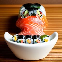 Rubber Sushi | Top down photo of sushi rolls, sushi, food photography, top down shot, professional