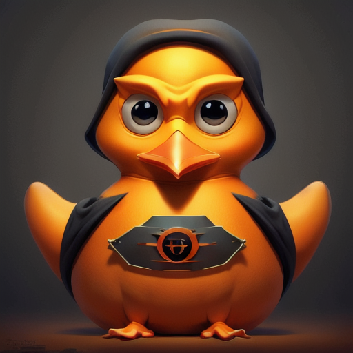 duck #785 | A vintage disgusted orange blend of duck and bird dressed like a terrorist, fantasy movie setting, lotr, rough, Loish, Walt Disney, ferocious head, angry eyes, football team emblem logo, 2d flat