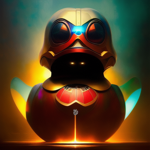 duck #277 | Photo of a blend of droid and rubber ducky, cosmic energy, colorful, painting burst, dramatic lighting, tone mapped, intricate, elegant, highly detailed, digital painting, artstation, concept art