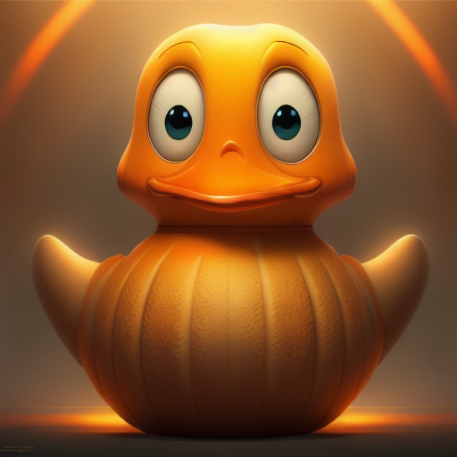 duck #839 | A quirky sad orange blend of duck and robot dressed like a janitor, horror movie style, bumpy, TheOdd1sOut, Rube Goldberg, professional majestic oil painting by Ed Blinkey,Atey Ghailan