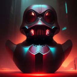 duck #98 | Photo of a blend of darth vader, rubber ducky and duckling as king with red reflections in eyes, professional majestic oil painting by Ed Blinkey,Atey Ghailan,Studio Ghibli,by Jeremy Mann