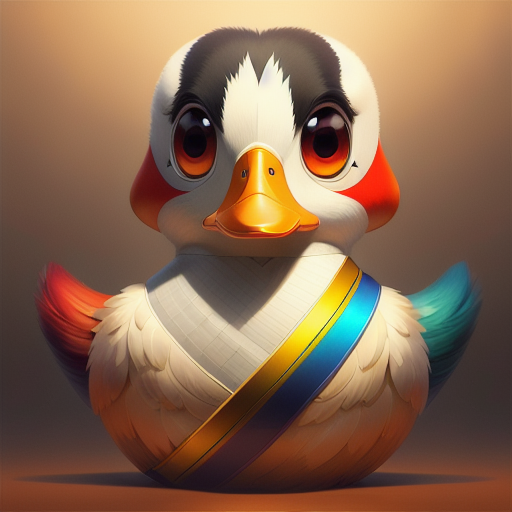 duck #878 | A modern disgusted rainbow blend of duck and duck dressed like a geisha, from an adventure movie, feathery, Aykut Aydogdu, Rebecca Sugar, cosmic energy, colorful, painting burst, symmetrical face