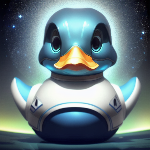 duck #908 | A futuristic confident blue blend of duck and alien duck dressed like a astronaut, from an action movie, scaled, Bastien Lecouffe Deharme, Dav Pilkey, 3d fluffy, closeup cute and adorable