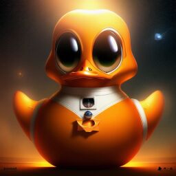 duck #794 | A crazy disgusted orange blend of duck and vampire dressed like a astronaut, horror movie style, translucent, Bastien Lecouffe Deharme, Bill Watterson, 3d fluffy, closeup cute and adorable