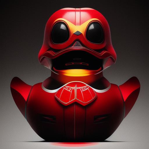 duck #135 | Photo of a blend of droid, rubber ducky and duckling as king with red reflections in eyes, cyberpunk cyborg, sci - fi, intricate abstract upper body intricate artwork, by tooth wu, wlop, beeple