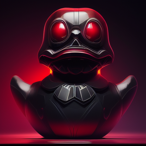 duck #177 | Photo of a blend of sith, rubber ducky and duckling as king with red reflections in eyes, cyberpunk cyborg, sci - fi, intricate abstract upper body intricate artwork, by tooth wu, wlop, beeple