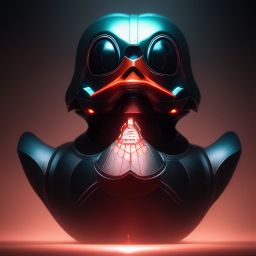 duck #67 | Photo of a blend of darth vader, rubber ducky and duckling as king with red reflections in eyes, professional majestic oil painting by Ed Blinkey,Atey Ghailan,Studio Ghibli,by Jeremy Mann