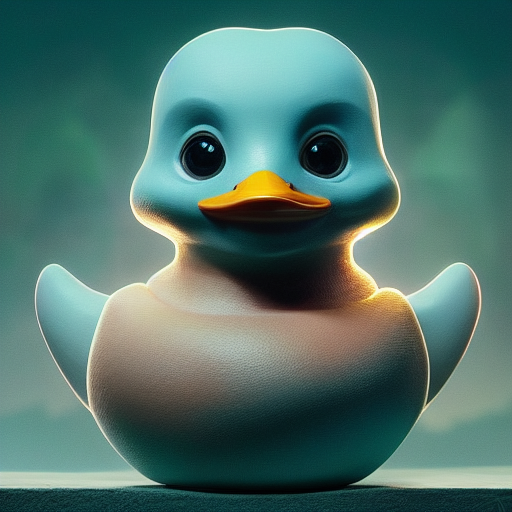 duck #453 | Cute little blend of duckling and duckie, toy, large eyes, very cute, professional, majestic, 3d render, cgi, cosmic energy, colorful, painting burst, beautiful face, symmetrical face