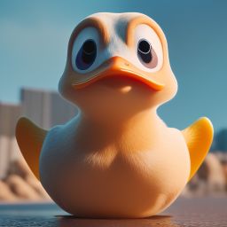 duck #583 | An adorable baby duckling dressed as a superhero, complete with a cape and a mask, ready to save the day, standing proudly on a skyscraper rooftop, overlooking a bustling city