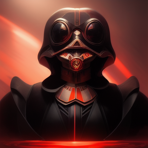 duck #73 | Photo of a blend of darth vader, droid, rubber ducky and duckling as king with red reflections in eyes, cyberpunk cyborg, sci - fi, intricate abstract upper body intricate artwork, by tooth wu, wlop