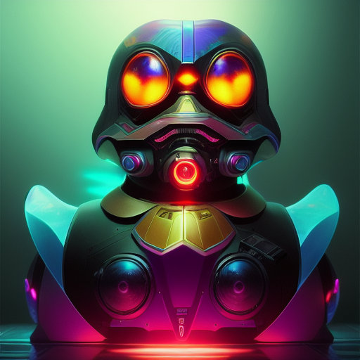 duck #218 | Photo of a blend of droid and rubber ducky, cosmic energy, colorful, painting burst, dramatic lighting, tone mapped, intricate, elegant, highly detailed, digital painting, artstation, concept art