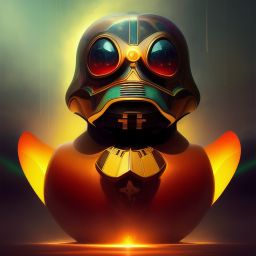 duck #285 | Photo of a blend of droid and rubber ducky, cosmic energy, colorful, painting burst, dramatic lighting, tone mapped, intricate, elegant, highly detailed, digital painting, artstation, concept art