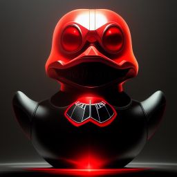 duck #6 | Photo of a blend of alien, rubber ducky and duckling as king with red reflections in eyes, cyberpunk cyborg, sci - fi, intricate abstract upper body intricate artwork, by tooth wu, wlop, beeple