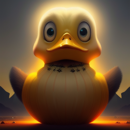 duck #760 | A vintage pensive yellow blend of duck and zombie dressed like a lumberjack, fantasy movie setting, lotr, rough, Christian Schloe, Seth MacFarlane, professional majestic oil painting by Ed Blinkey