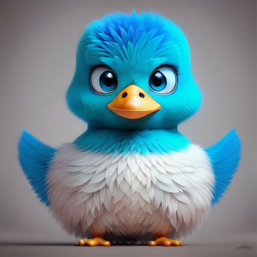 duck #721 | 3d fluffy a cute blue duck, strong colors, perfect beak, colorful, big eyes, tiny toy, animated movie character, soft smooth lighting , 3d fluffy, closeup cute and adorable