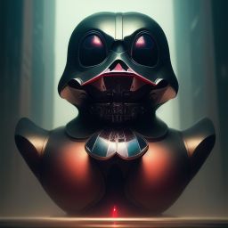 duck #43 | Photo of a blend of darth vader, rubber ducky and duckling as king with red reflections in eyes, professional majestic oil painting by Ed Blinkey,Atey Ghailan,Studio Ghibli,by Jeremy Mann