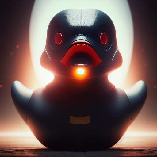 duck #493 | A picture of a blend of terminator and rubber duckie with a beak, rubber toy, plastic toy, very cute, professional, majestic, 3d render, cgi, cosmic energy, colorful, painting burst, symmetrical face