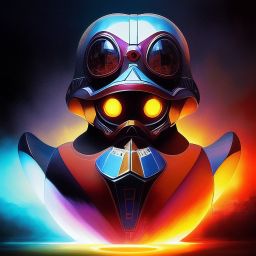 duck #257 | Photo of a blend of droid and rubber ducky, cosmic energy, colorful, painting burst, dramatic lighting, tone mapped, intricate, elegant, highly detailed, digital painting, artstation, concept art