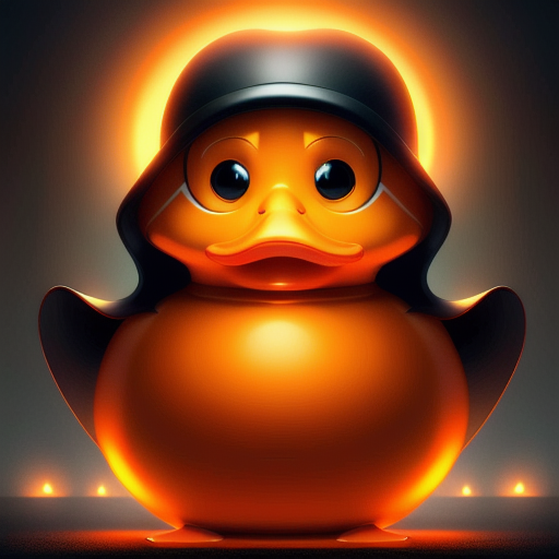 duck #881 | A futuristic joyful orange blend of duck and fairy dressed like a burglar, from an action movie, bumpy, Antoine Collignon, TheOdd1sOut, ferocious head, angry eyes, football team emblem logo